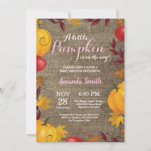 Fall Pumpkin Burlap Girl Baby Dusche Einladung