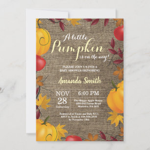 Fall Pumpkin Burlap Yellow Baby Dusche Einladung