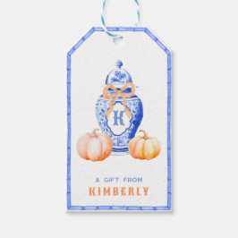 Fall Pumpkin | Chinoiserie Ginger Jar Monogram Geschenkanhänger