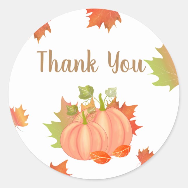 Fall Pumpkin Danke Stickers (Vorderseite)
