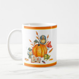 Fall Pumpkin-Eule und Frosch Kaffeetasse