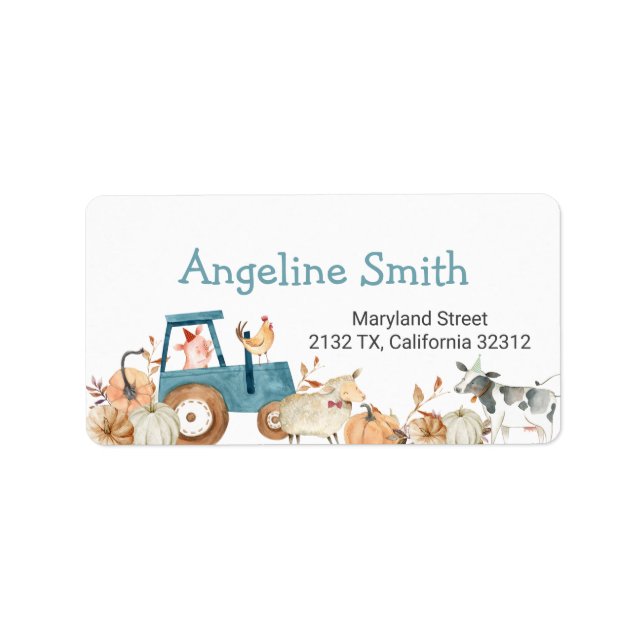 Fall Pumpkin Farm Animal Tracker-Adressenaufkleber Adressaufkleber (Vorne)