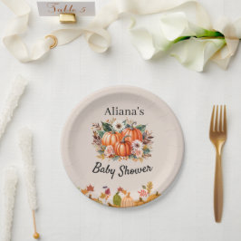 Fall Pumpkin Floral Baby Shooting Paper Cocktail Pappteller