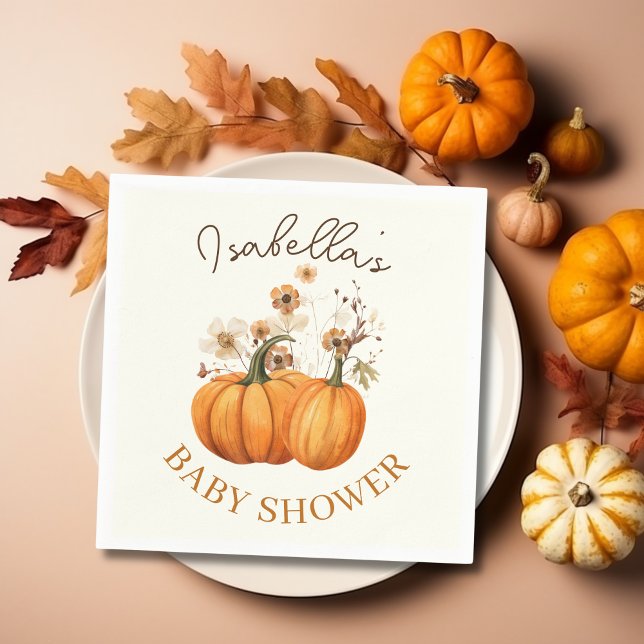 Fall Pumpkin Floral Baby Shooting Paper Cocktail Serviette (Fall Pumpkin Baby Shower Paper Cocktail Napkin
)