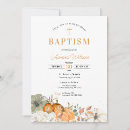 Fall Pumpkin Floral Baptism Invitation Einladung