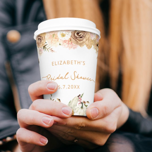 Fall Pumpkin Floral Brautparty Paper Cups Pappbecher (Von Creator hochgeladen)