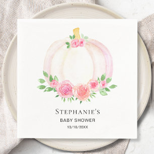 Fall Pumpkin Floral Girl's Baby Shower Serviette