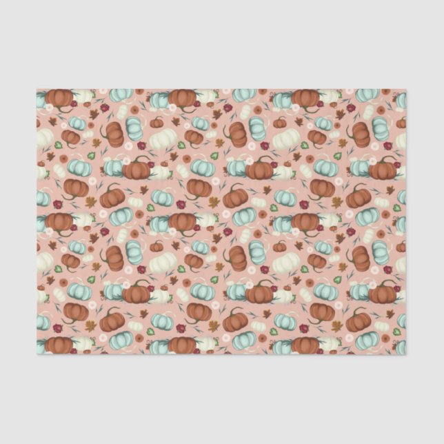 Fall Pumpkin Floral Seidenpapier (Vorderseite)