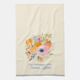 Fall Pumpkin & Floral Watercolor Geschirrtuch