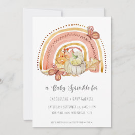 Fall Pumpkin Foliage Rainbow Mustard Peach Baby Einladung