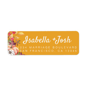 Fall Pumpkin Foliage Yellow Wedding Return Address