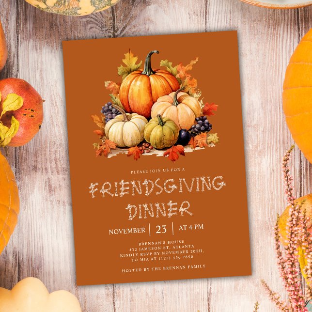 Fall Pumpkin Friendsgiving Dinner Einladung (Fall Pumpkin Friendsgiving Dinner Invitation)