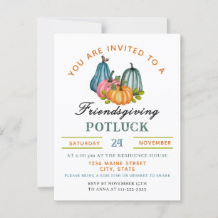 Fall Pumpkin Friendsgiving Potluck Einladung Postkarte
