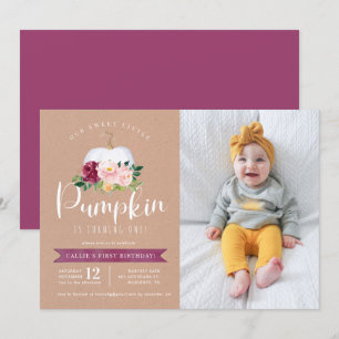 Fall Pumpkin Geburtstag Foto Einladung Custom Age