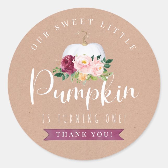 Fall Pumpkin Geburtstag Gunst Sticker Custom Age (Vorderseite)