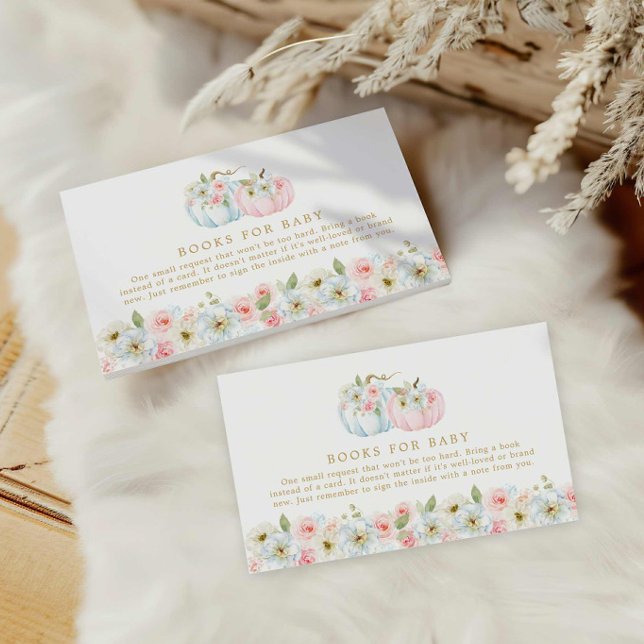 Fall Pumpkin Gender-Aufdecken Bücher für Baby Begleitkarte (Gender Reveal Fall Baby Shower Books for Baby Card)