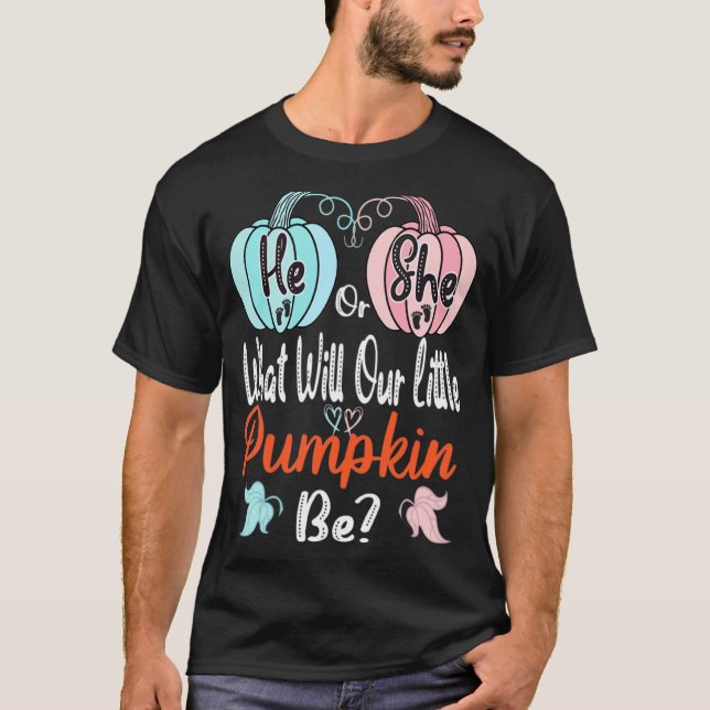 Fall Pumpkin Gender zeigen, dass er oder sie Baby T-Shirt (Vorderseite)