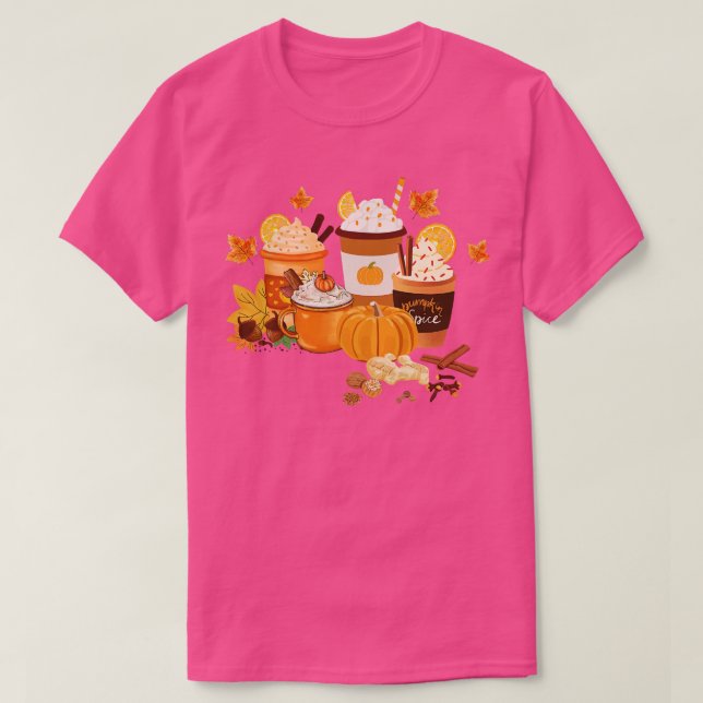 Fall Pumpkin Gewürz und Kaffee Lover T-Shirt (Design vorne)