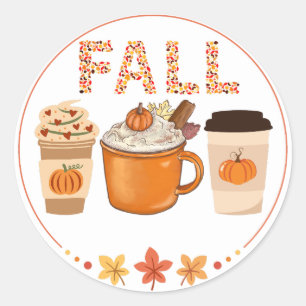 Fall Pumpkin Gewürzkaffee - HerbstLatte Runder Aufkleber