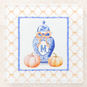 Fall Pumpkin Ginger Jar Monogram Glasuntersetzer