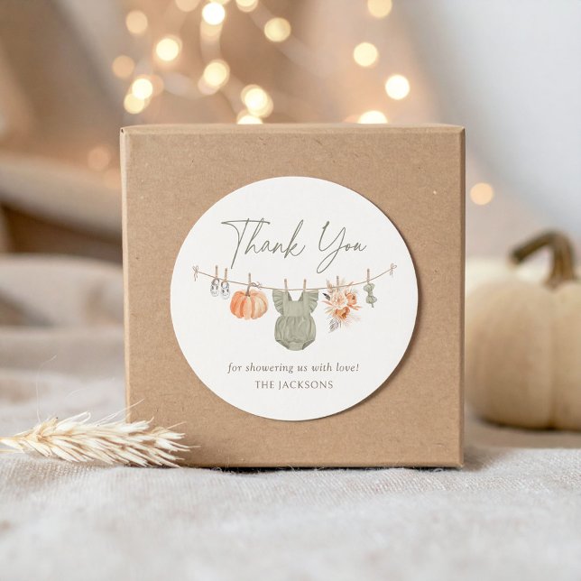 Fall Pumpkin Girl Baby Kleidung Babydusche Runder Aufkleber (Von Creator hochgeladen)