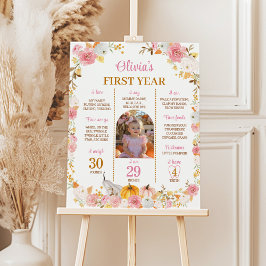 Fall Pumpkin Girl Erstes Jahr Meilenstein Poster