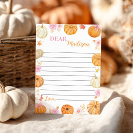Fall Pumpkin Girl Time Capsule Note Card Dankeskarte