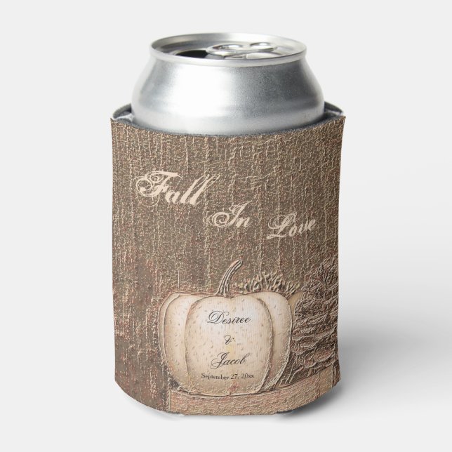 Fall Pumpkin Gold White Country Rustic Wedding Dosenkühler (Kanne Vorderseite)