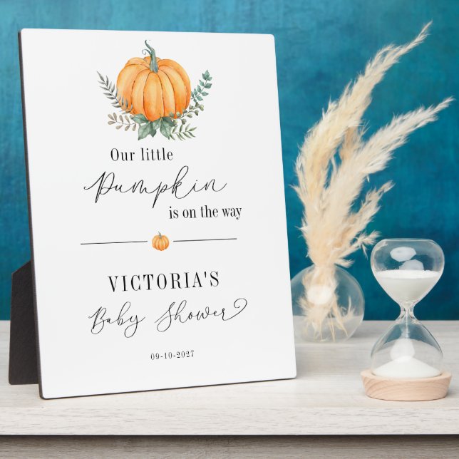 Fall Pumpkin Greenery Baby Dusche Willkommen Fotoplatte (Seite)