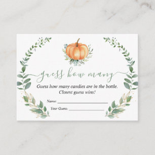 Fall Pumpkin Greenery Baby Shower schätzt wie viel Begleitkarte