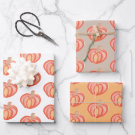Fall Pumpkin Hand gestrichen Orange Geschenkpapier Set