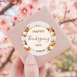 Fall Pumpkin Happy Thanksgiving Runder Aufkleber