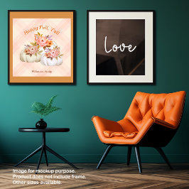 Fall Pumpkin Harvest Pink Erntedank anpassen Poster