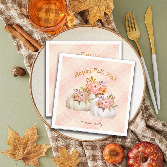Fall Pumpkin Harvest Pink Erntedank anpassen Serviette (Von Creator hochgeladen)