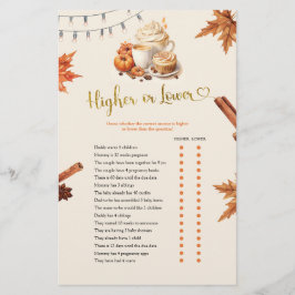 Fall Pumpkin Höher oder Untere Games Card