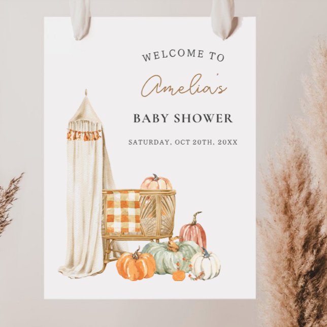 Fall Pumpkin Kinderzimmer Babydusche Willkommenspe Poster (Von Creator hochgeladen)
