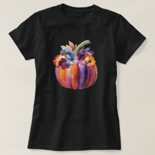 Fall Pumpkin mit Blume T-Shirt