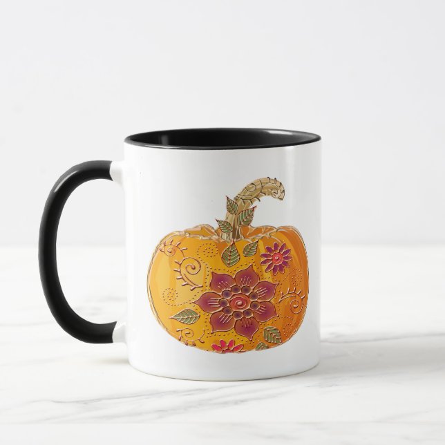 Fall Pumpkin mit Blume Tasse (Links)