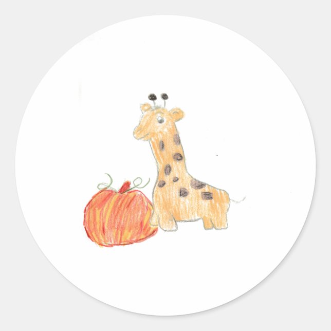 Fall Pumpkin mit Giraffe Runder Aufkleber (Vorderseite)