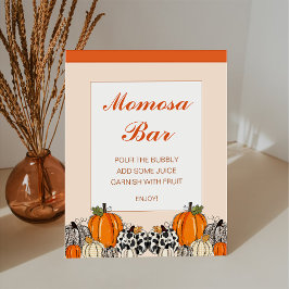 Fall Pumpkin Momosa Bar Baby Shower Pedestzeichen Sockelschild