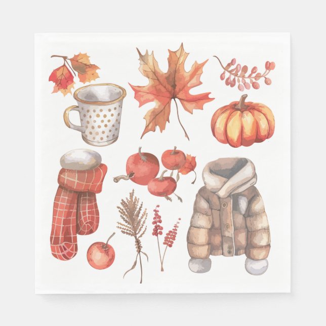 Fall Pumpkin Napkins für Herbst Baby Dusche Serviette (Vorderseite)