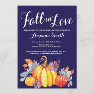 Fall Pumpkin Navy Blue Bridal Dusche Einladung