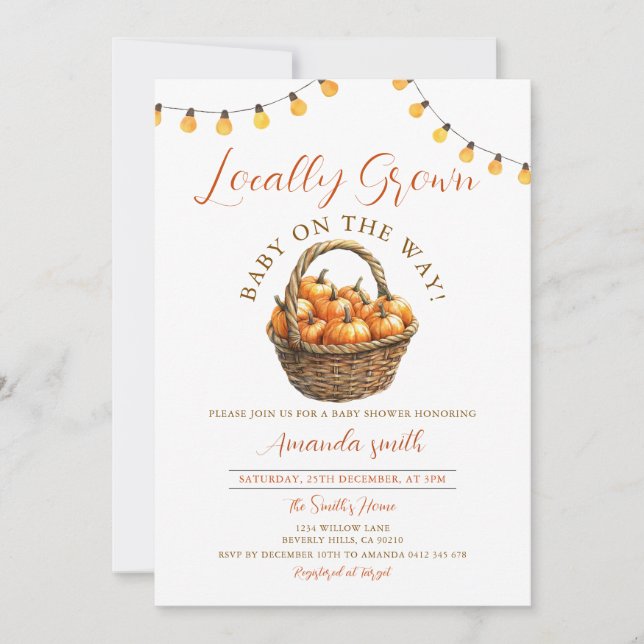 Fall Pumpkin Niedlich Grown Market Baby Shower Einladung (Vorderseite)