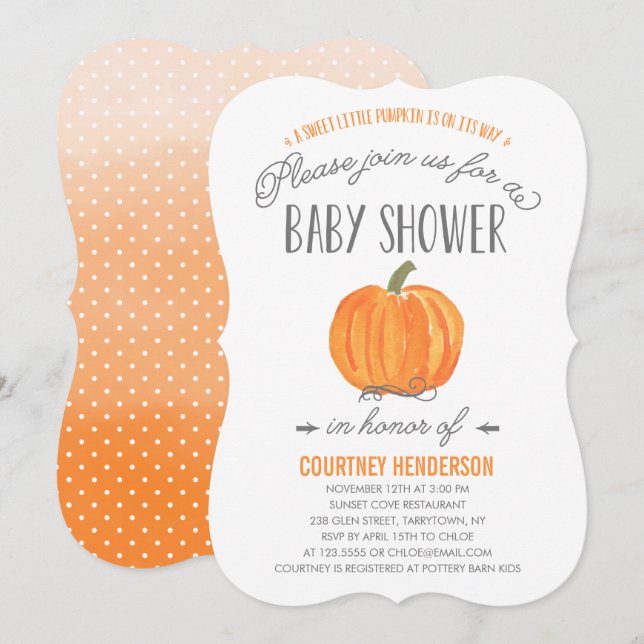 Fall Pumpkin Ombre | Einladung der Babydusche (Vorne/Hinten)