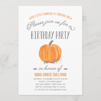 Fall Pumpkin Ombre| Ersteinladung zum Geburtstag Einladung