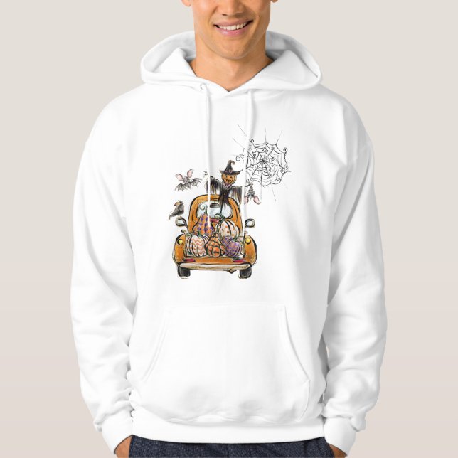 Fall Pumpkin Patch Truck mit Fledermausvogel Hoodie (Vorderseite)