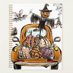 Fall Pumpkin Patch Truck mit Fledermausvogel Planer