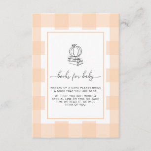 Fall Pumpkin Peach Gingham Books Request Card Begleitkarte
