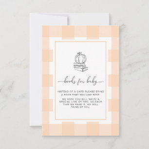 Fall Pumpkin Peach Gingham Books Request Card Einladung