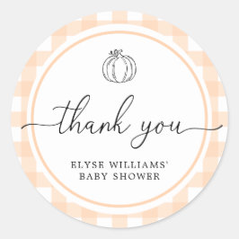 Fall Pumpkin Peach Gingham Dusche Gefallen Sticker